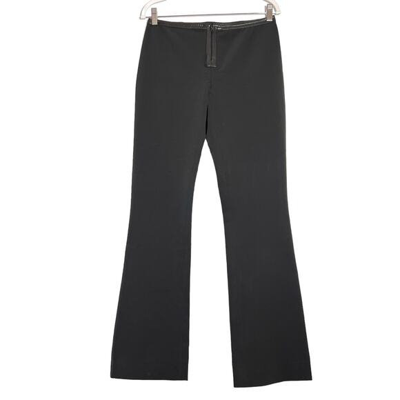 Theory Faux Leather Trim Straight Leg Pants SIZE 8 Black Trousers J4002292 - Picture 1 of 11